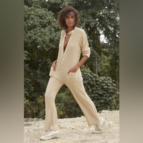 Rue Stiic Phoenix Cotton Tan Jumpsuit Long Sleeves Size S - Picture 6 of 10